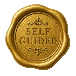 Wax seal with "Self Guided Outdoor Escape Game" written on it